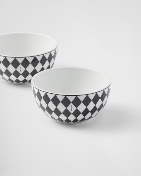 陶瓷餐碗/谷物碗两件套 - Checkerboard - 白色 / 黑色 陶瓷餐碗/谷物碗两件套 - Checkerboard - 白色 / 黑色