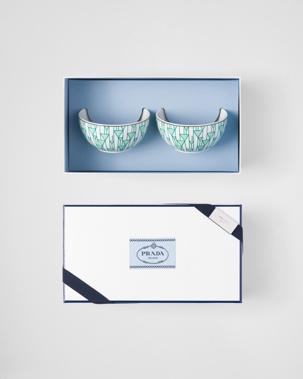 Set of two porcelain rice or cereal bowls - Vienna Green - Green Set of two porcelain rice or cereal bowls - Vienna Green - Green