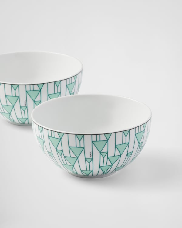Set of two porcelain soup bowls - Vienna Green - Green Set of two porcelain soup bowls - Vienna Green - Green