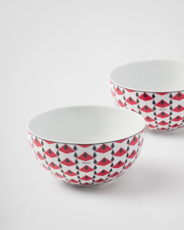 Set of two porcelain soup bowls - Vienna Red - Black/Red Set of two porcelain soup bowls - Vienna Red - Black/Red