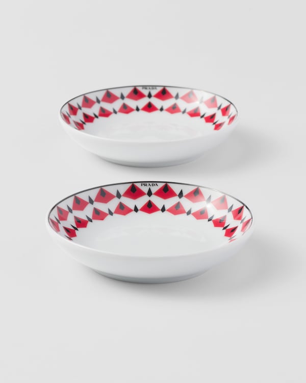 Set of two porcelain sauce bowls - Vienna Red - Black/Red Set of two porcelain sauce bowls - Vienna Red - Black/Red