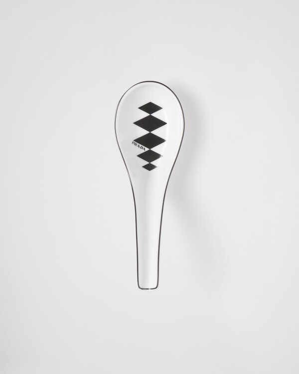 Set of two porcelain spoons - Checkerboard - White/Black Set of two porcelain spoons - Checkerboard - White/Black