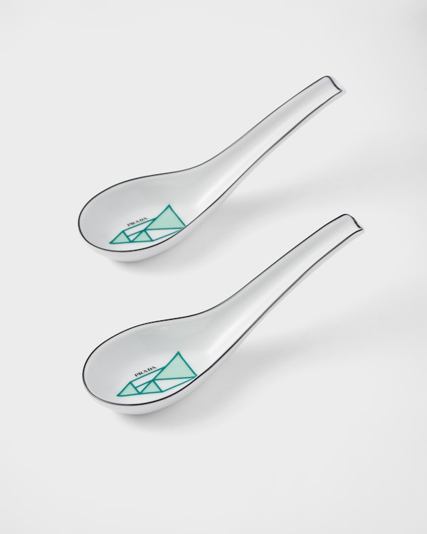 Set of two porcelain spoons - Vienna Green - Green Set of two porcelain spoons - Vienna Green - Green