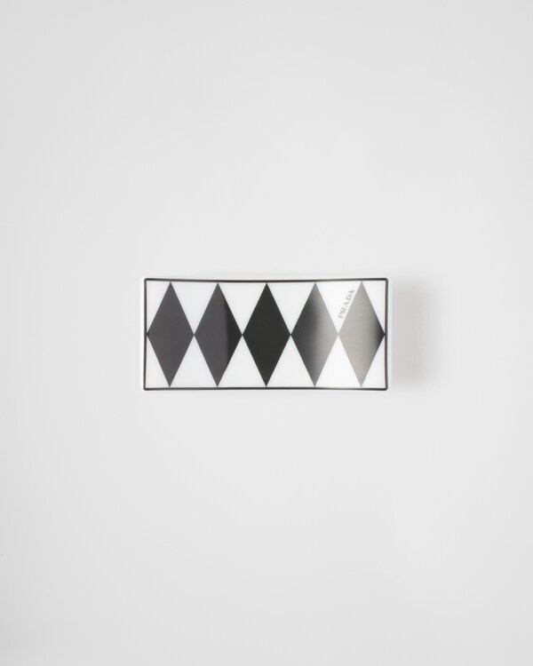 Set of two porcelain chopstick rests - Checkerboard - White/Black Set of two porcelain chopstick rests - Checkerboard - White/Black