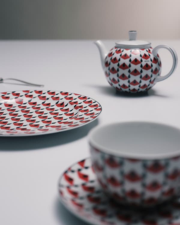 陶瓷甜点盘两件套 - Vienna Red - 黑色/红色 陶瓷甜点盘两件套 - Vienna Red - 黑色/红色