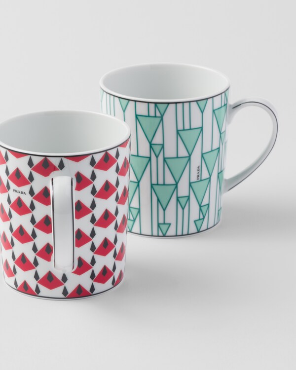 Set of two porcelain mugs - Vienna Red and Vienna Green - Black/Red/Green Set of two porcelain mugs - Vienna Red and Vienna Green - Black/Red/Green