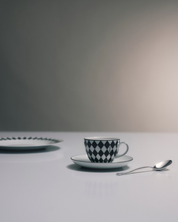 Set of four porcelain espresso cups - Checkerboard - White/Black Set of four porcelain espresso cups - Checkerboard - White/Black