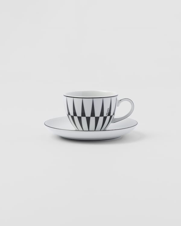 Set of four porcelain espresso cups - Stripes - White/Black Set of four porcelain espresso cups - Stripes - White/Black