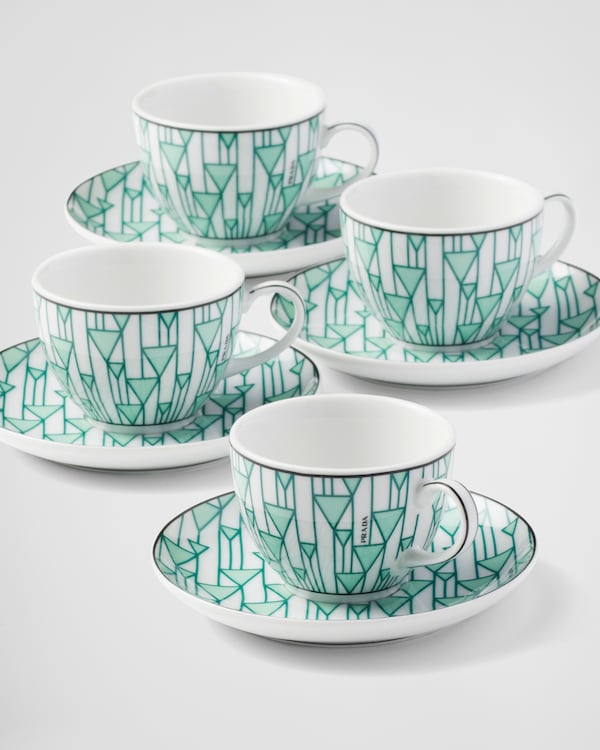 Set of four porcelain espresso cups - Vienna Green - Green Set of four porcelain espresso cups - Vienna Green - Green