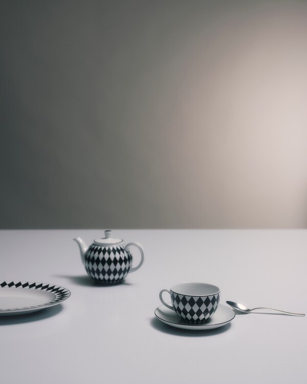 陶瓷茶杯两件套 - Checkerboard - 白色 / 黑色 陶瓷茶杯两件套 - Checkerboard - 白色 / 黑色