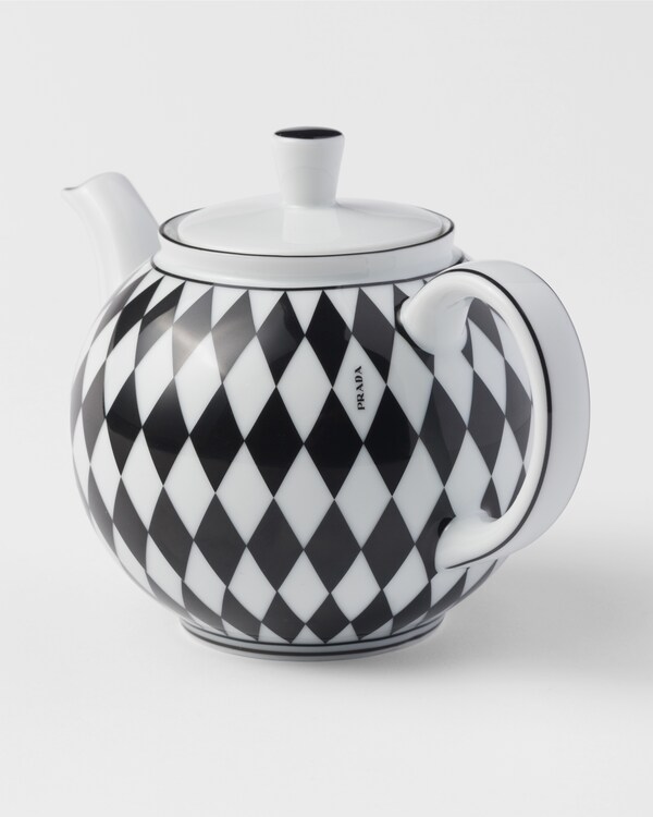 Porcelain teapot - Checkerboard - White/Black Porcelain teapot - Checkerboard - White/Black