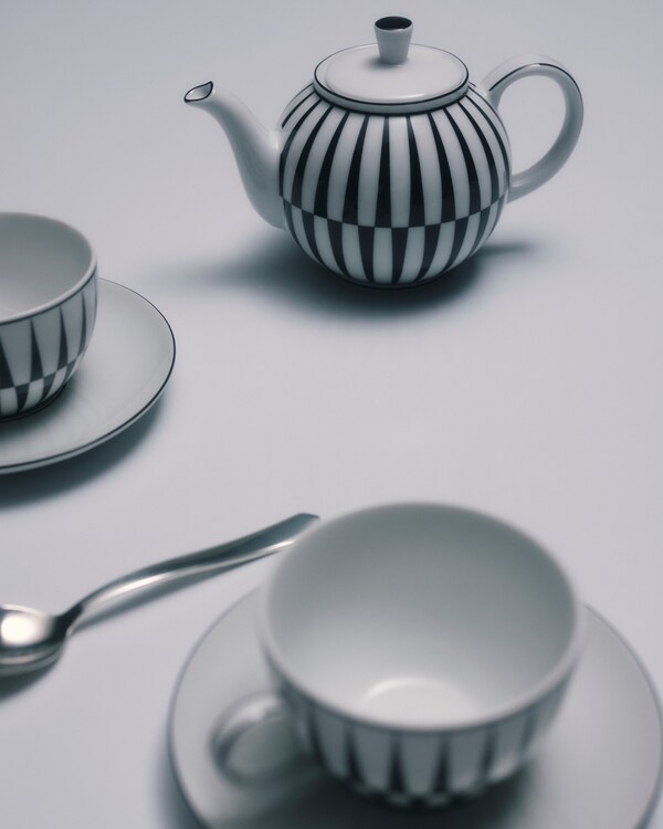 陶瓷茶壶 - Stripes - 白色 / 黑色 陶瓷茶壶 - Stripes - 白色 / 黑色