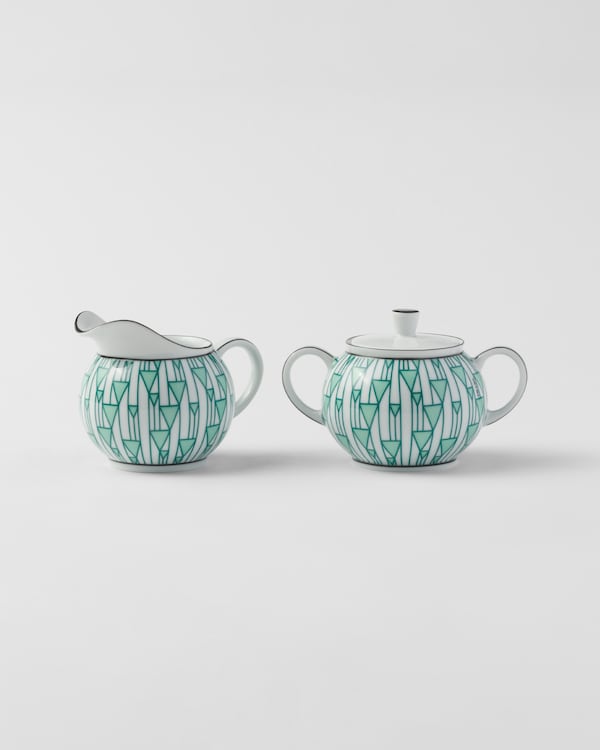 Porcelain milk jug and sugar bowl set - Vienna Green - Green Porcelain milk jug and sugar bowl set - Vienna Green - Green