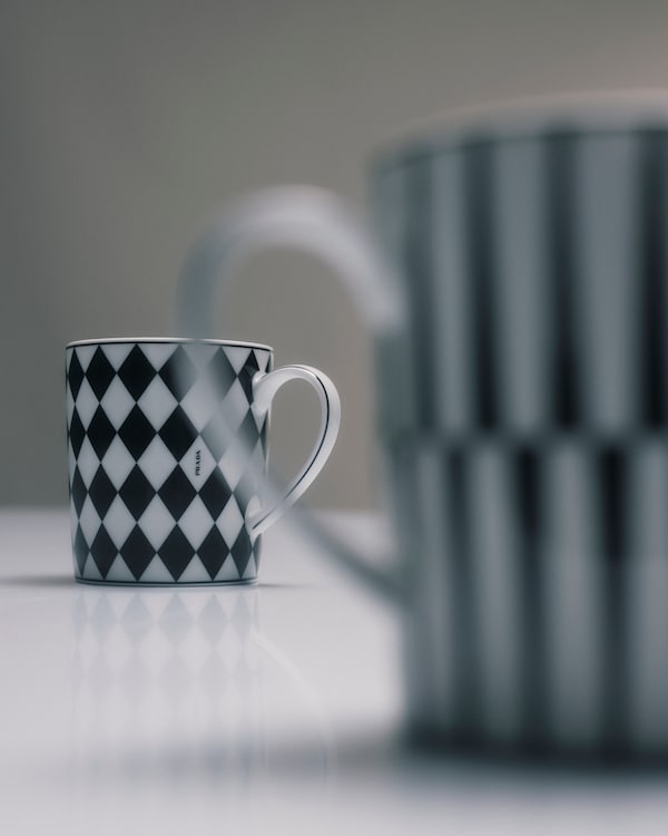 Porcelain mug - Checkerboard - White/Black Porcelain mug - Checkerboard - White/Black