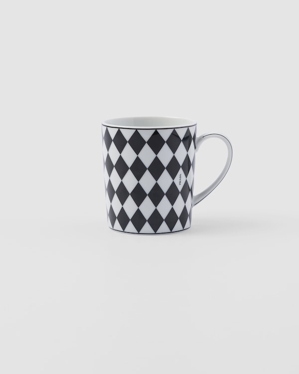 Porcelain mug - Checkerboard - White/Black Porcelain mug - Checkerboard - White/Black