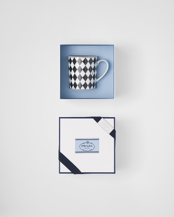 Porcelain mug - Checkerboard - White/Black Porcelain mug - Checkerboard - White/Black