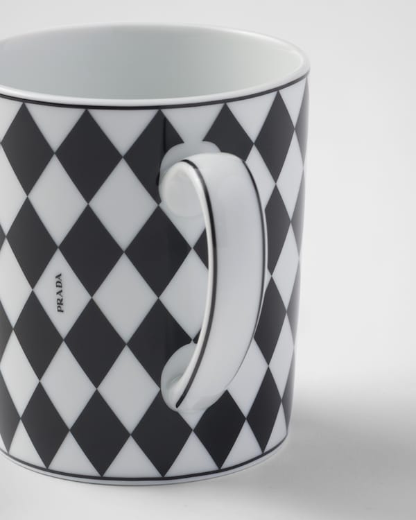 Porcelain mug - Checkerboard - White/Black Porcelain mug - Checkerboard - White/Black