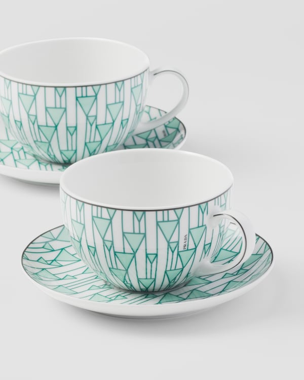 Set of two porcelain cappuccino cups - Vienna Green - Green Set of two porcelain cappuccino cups - Vienna Green - Green