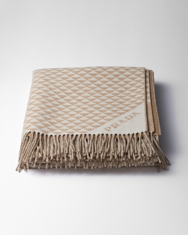 Symbole Double cashmere and wool throw - Sand/White Symbole Double cashmere and wool throw - Sand/White