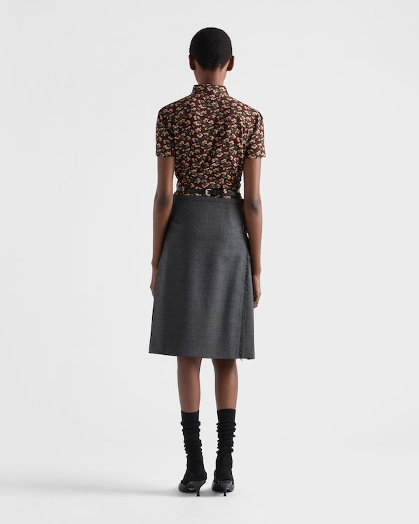 Pleated wool hopsack skirt - Slate Gray Pleated wool hopsack skirt - Slate Gray