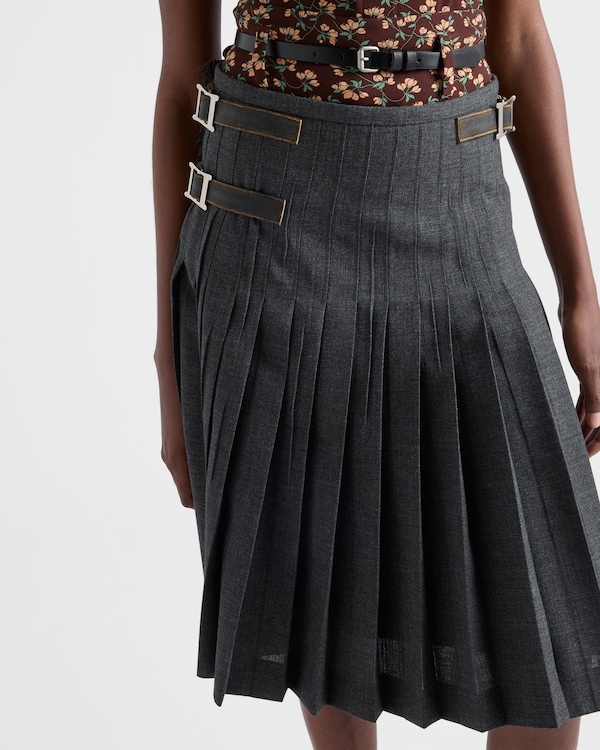 Pleated wool hopsack skirt - Slate Gray Pleated wool hopsack skirt - Slate Gray