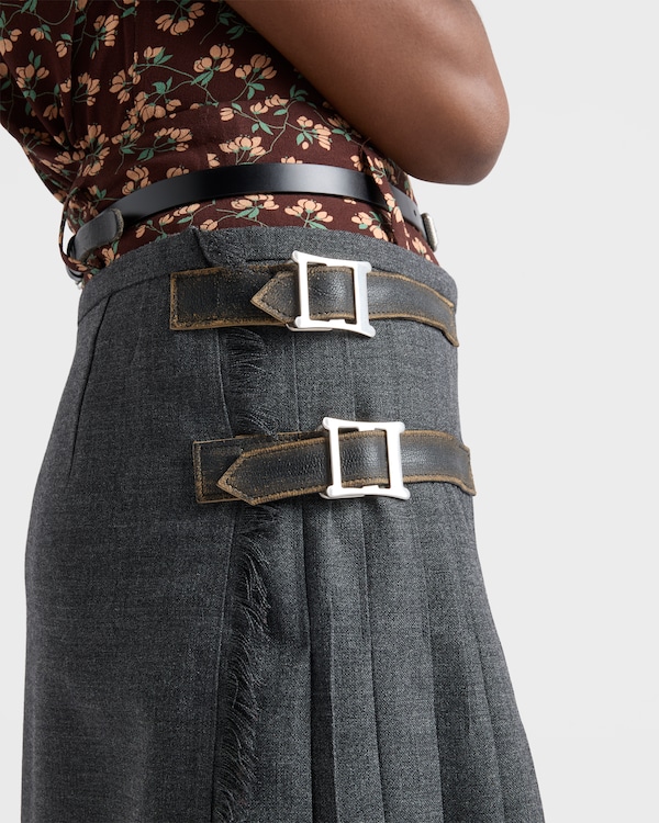 Pleated wool hopsack skirt - Slate Gray Pleated wool hopsack skirt - Slate Gray