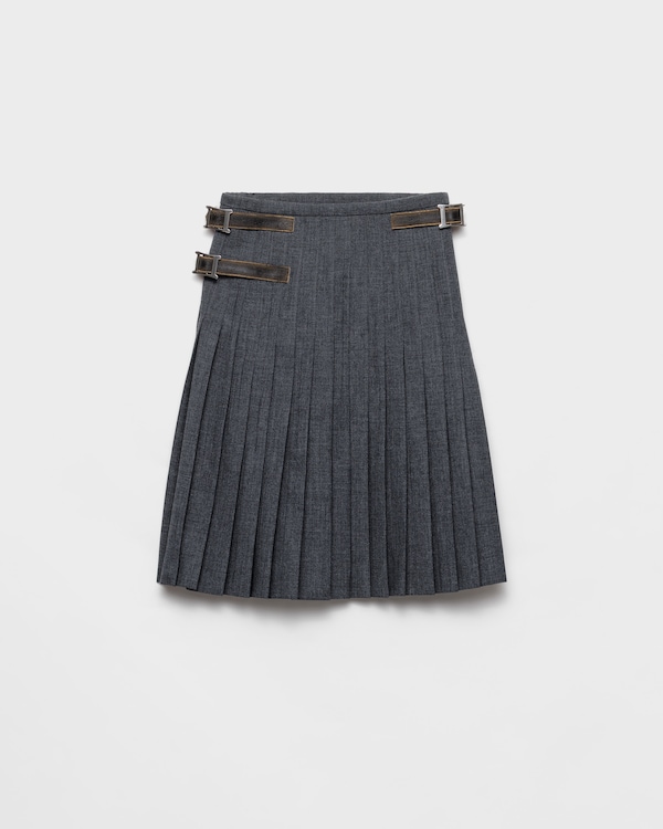 Pleated wool hopsack skirt - Slate Gray Pleated wool hopsack skirt - Slate Gray