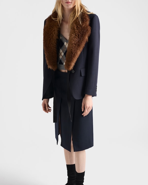 Wool hopsack skirt - Navy Wool hopsack skirt - Navy