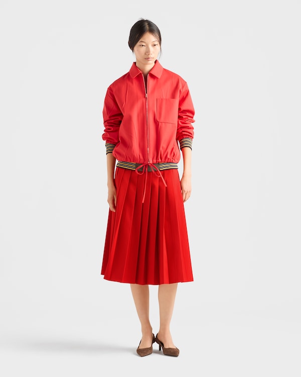 Pleated gabardine midi-skirt - Red Pleated gabardine midi-skirt - Red