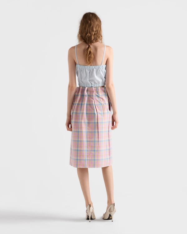 Checked cotton midi skirt - Alabaster Pink Checked cotton midi skirt - Alabaster Pink