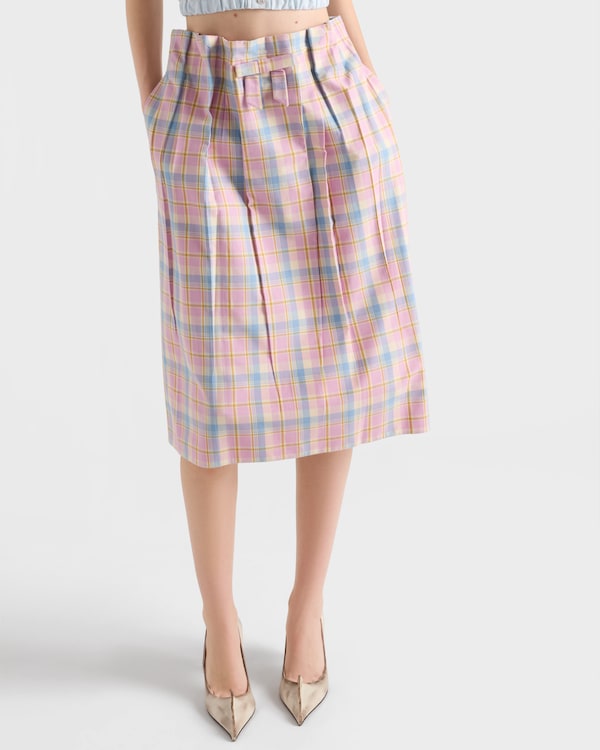Checked cotton midi skirt - Alabaster Pink Checked cotton midi skirt - Alabaster Pink
