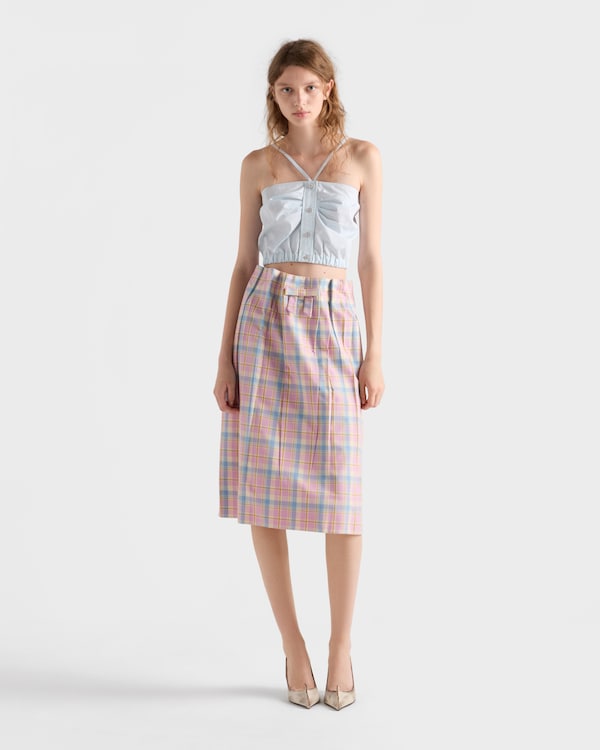 Checked cotton midi skirt - Alabaster Pink Checked cotton midi skirt - Alabaster Pink