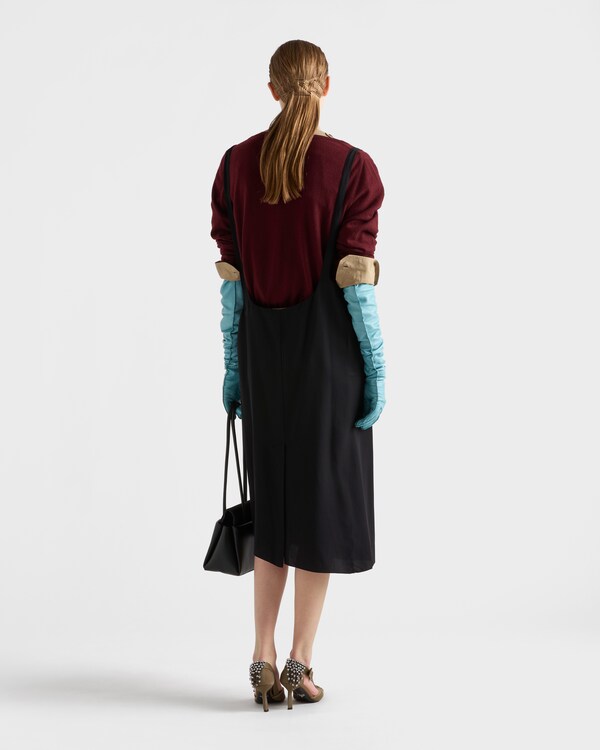 Crepe skirt with suspender straps - Black Crepe skirt with suspender straps - Black