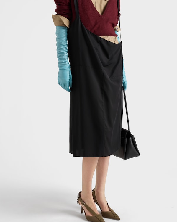 Crepe skirt with suspender straps - Black Crepe skirt with suspender straps - Black