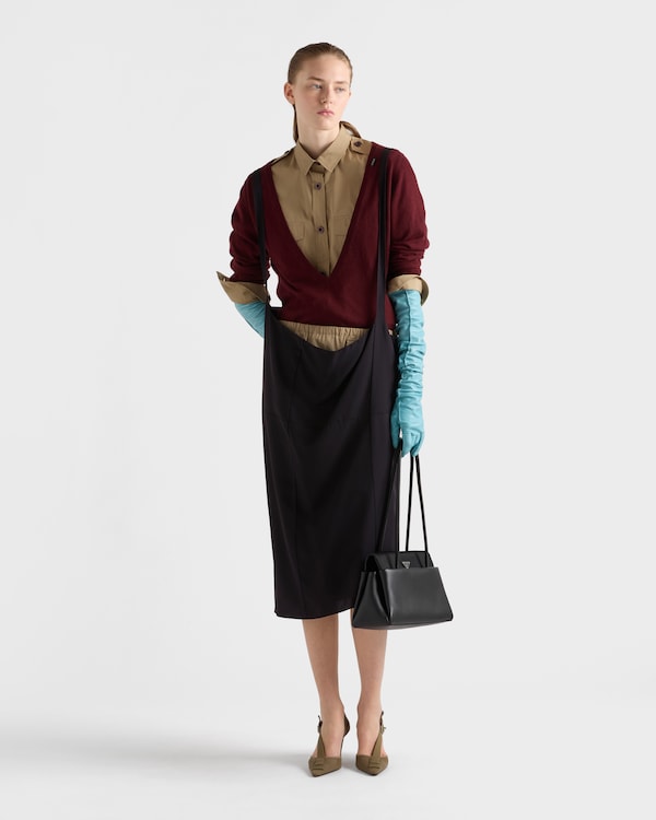 Crepe skirt with suspender straps - Black Crepe skirt with suspender straps - Black