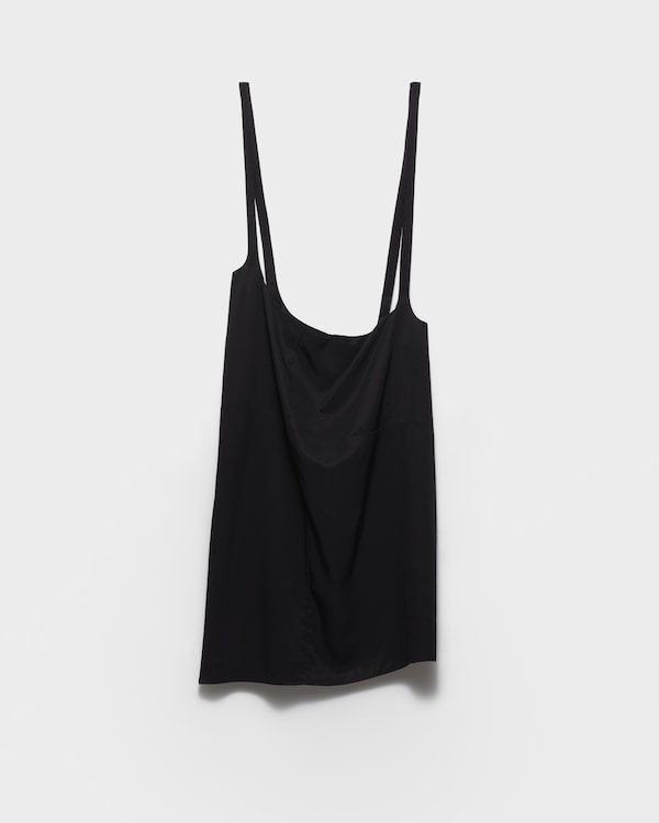 Crepe skirt with suspender straps - Black Crepe skirt with suspender straps - Black