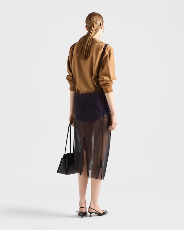 Cigaline midi-skirt with suspender straps - Black Cigaline midi-skirt with suspender straps - Black