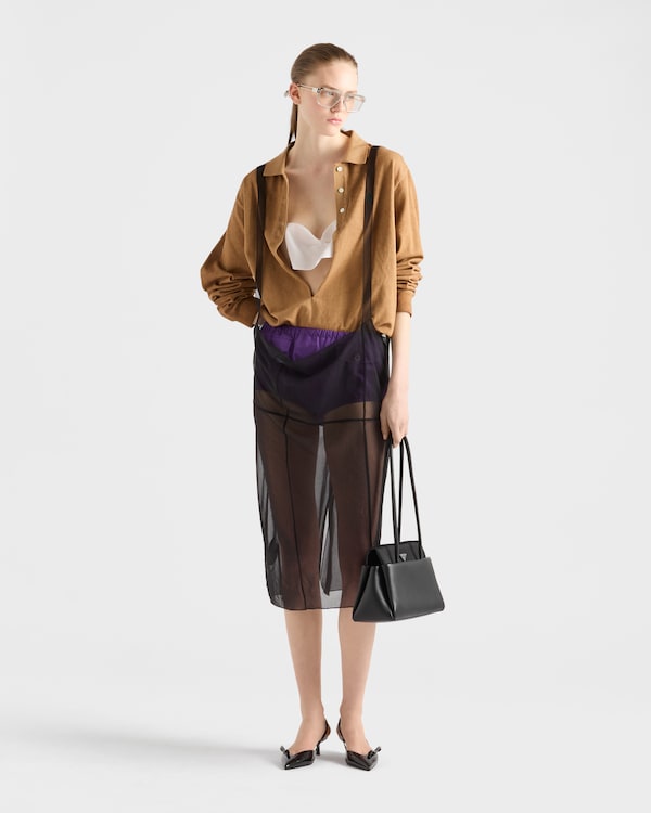 Cigaline midi-skirt with suspender straps - Black Cigaline midi-skirt with suspender straps - Black