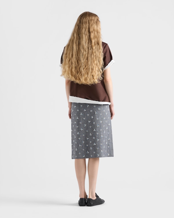 Embellished pinstripe wool midi-skirt - Anthracite Gray Embellished pinstripe wool midi-skirt - Anthracite Gray