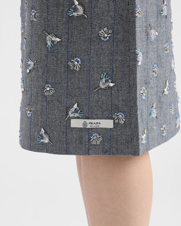 Embellished pinstripe wool midi-skirt - Anthracite Gray Embellished pinstripe wool midi-skirt - Anthracite Gray