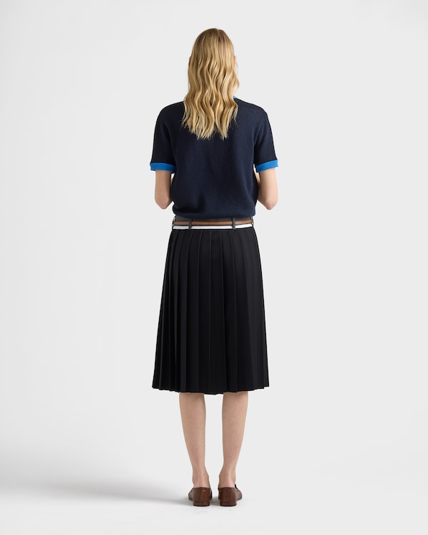 Pleated rush stitch midi skirt - Navy Pleated rush stitch midi skirt - Navy