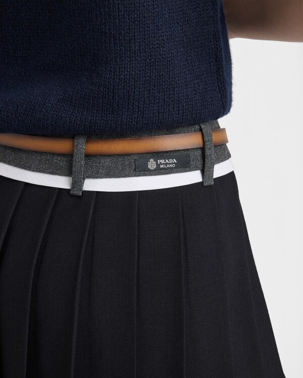 Pleated rush stitch midi skirt - Navy Pleated rush stitch midi skirt - Navy