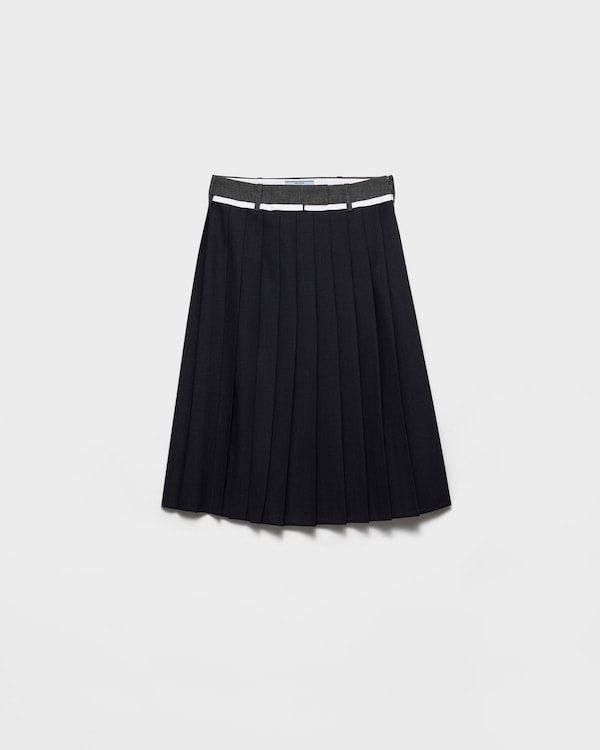 Pleated rush stitch midi skirt - Navy Pleated rush stitch midi skirt - Navy