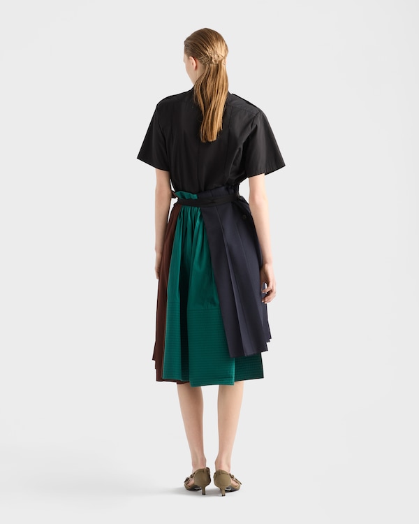 Rush stitch fabric patchwork skirt - Navy Rush stitch fabric patchwork skirt - Navy