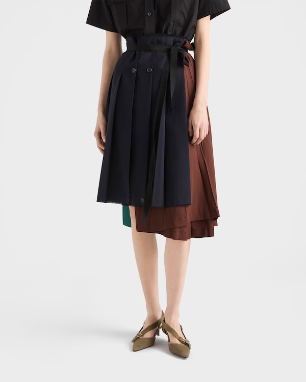 Rush stitch fabric patchwork skirt - Navy Rush stitch fabric patchwork skirt - Navy