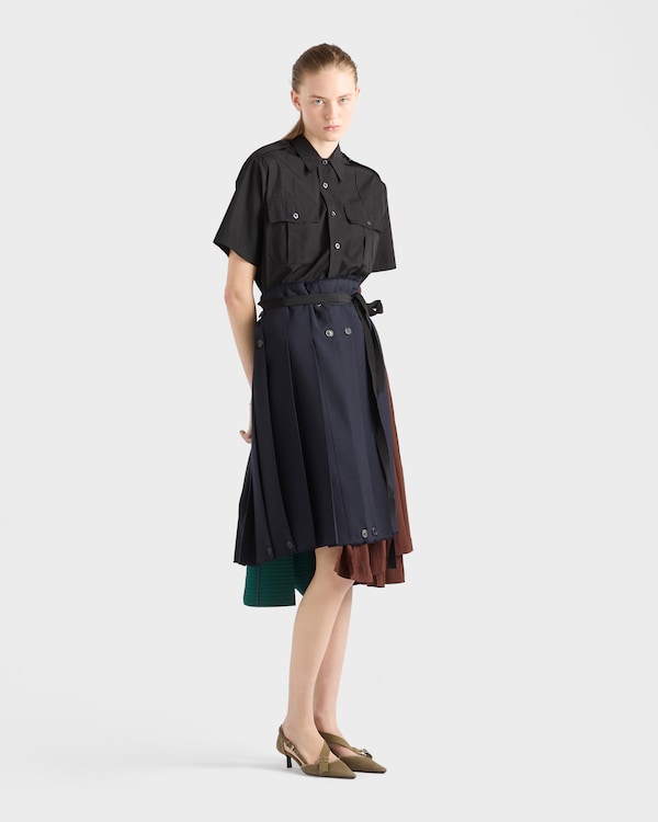 Rush stitch fabric patchwork skirt - Navy Rush stitch fabric patchwork skirt - Navy