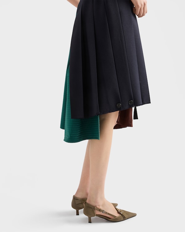 Rush stitch fabric patchwork skirt - Navy Rush stitch fabric patchwork skirt - Navy