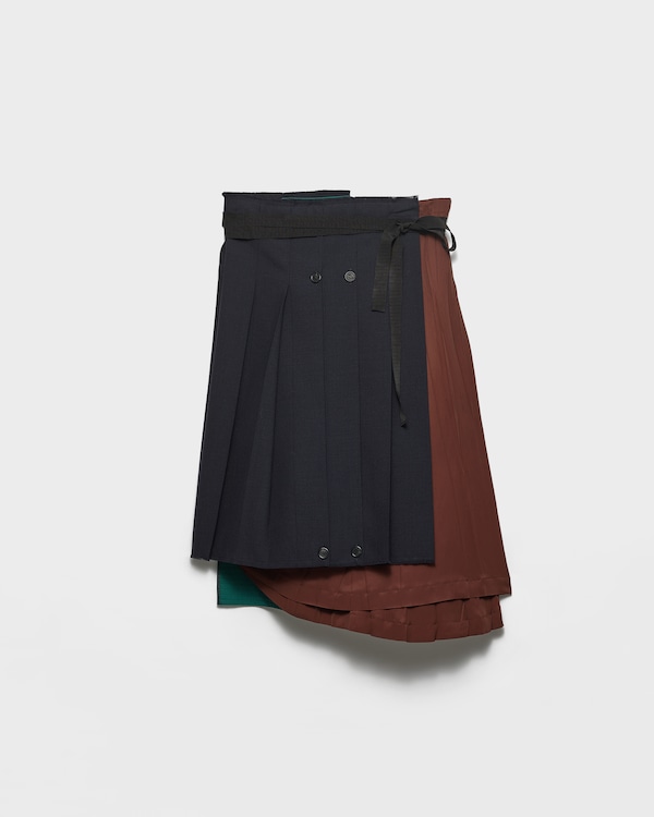 Rush stitch fabric patchwork skirt - Navy Rush stitch fabric patchwork skirt - Navy