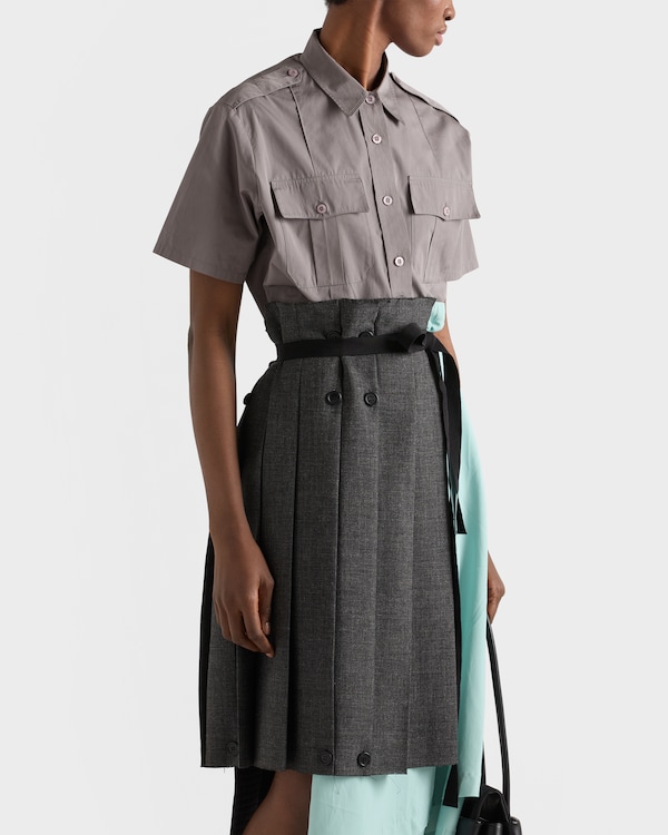 Rush stitch fabric patchwork skirt - Slate Gray Rush stitch fabric patchwork skirt - Slate Gray