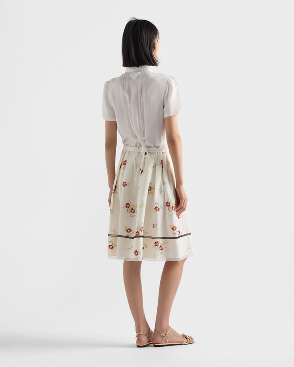 Floral print linen skirt - Ruby Red Floral print linen skirt - Ruby Red